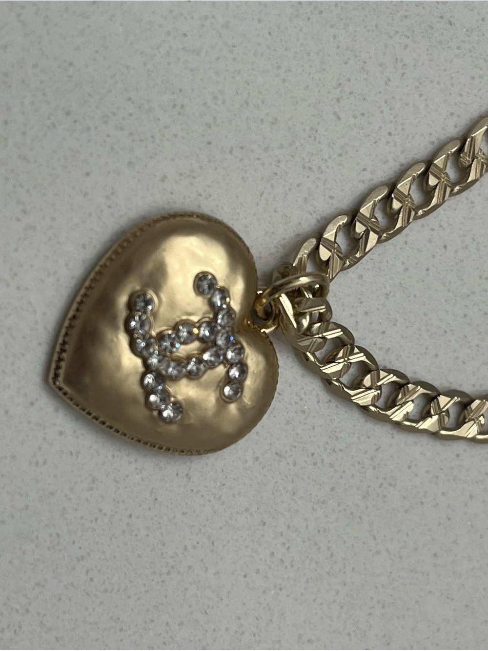 CC Gold Heart Pendant Necklace with Crystal CC Logo - Picture 7 of 8